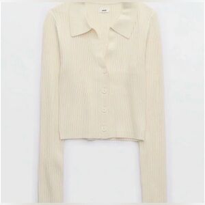 American Eagle Aerie Gotta Jet! Ribbed Polo Sweater Size XS